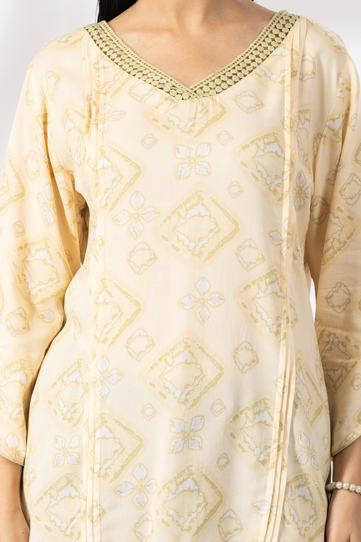 Beige Printed Casual Top Women