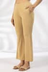 Solid Flared Beige Pants Women