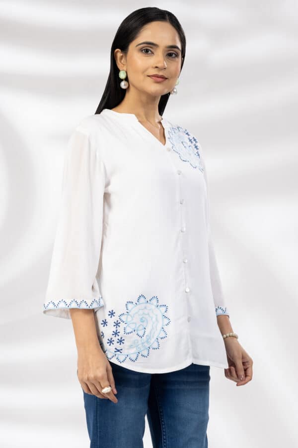 Embroidered White Top Ladies