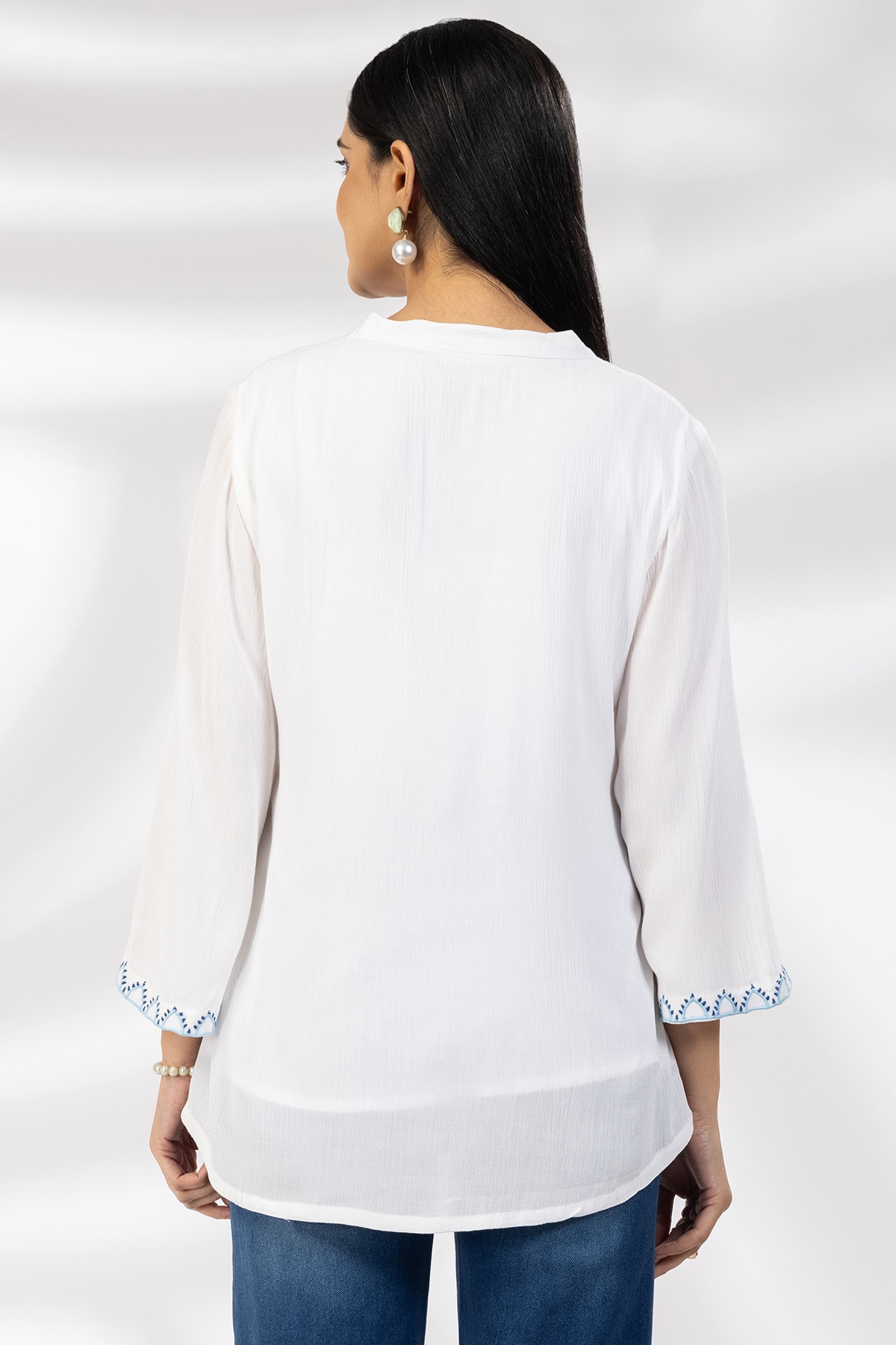 Embroidered White Top Ladies