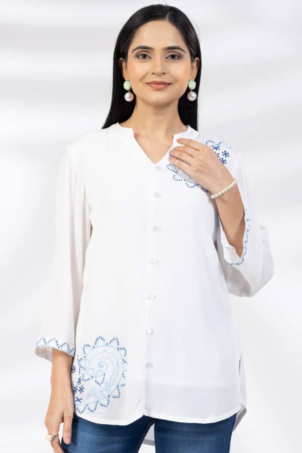 Embroidered White Top Ladies
