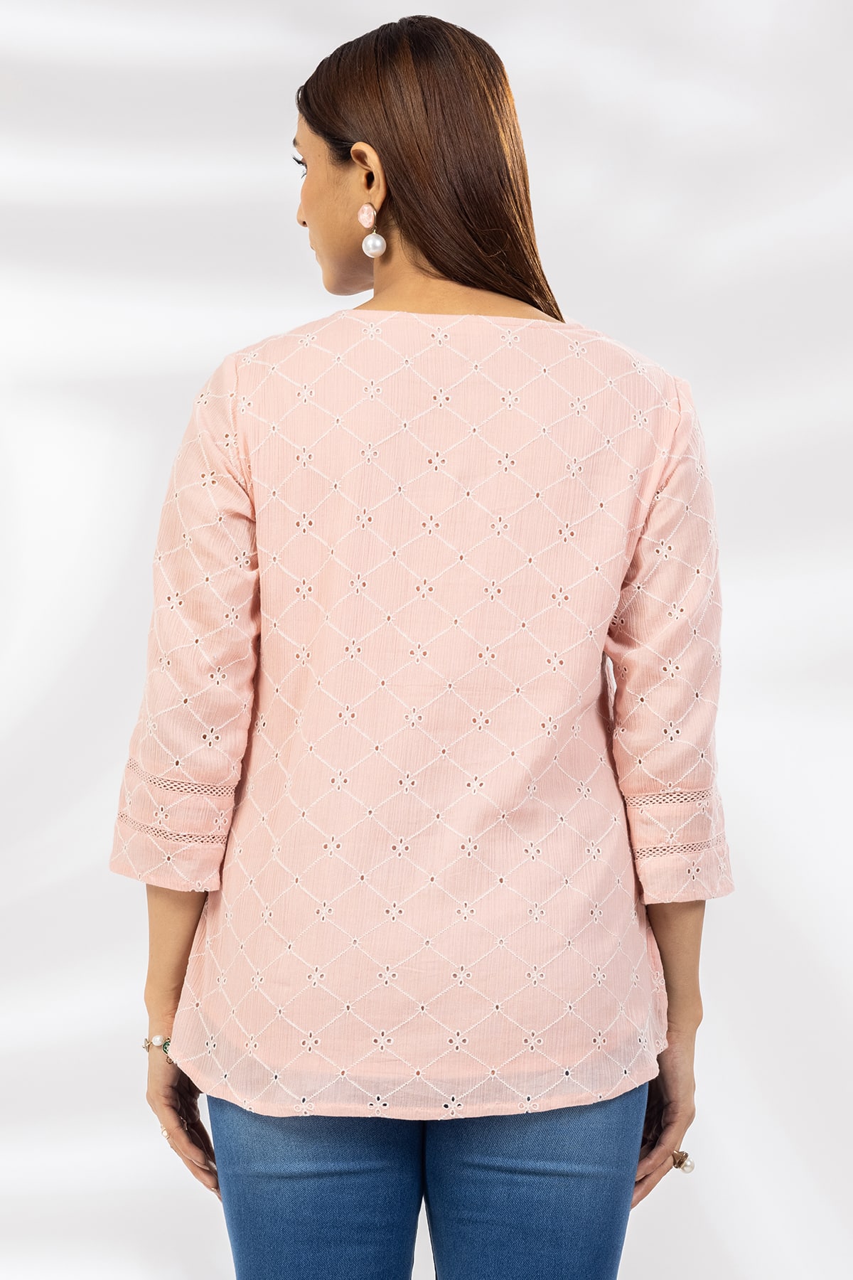 Pink Schiffli Top Ladies