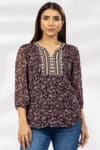 Embroidered Brown Top Women