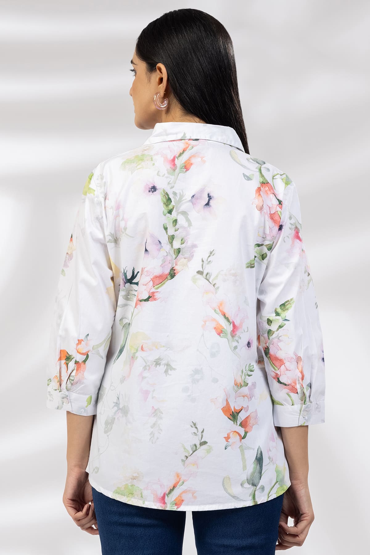 White Printed Shirt Ladies