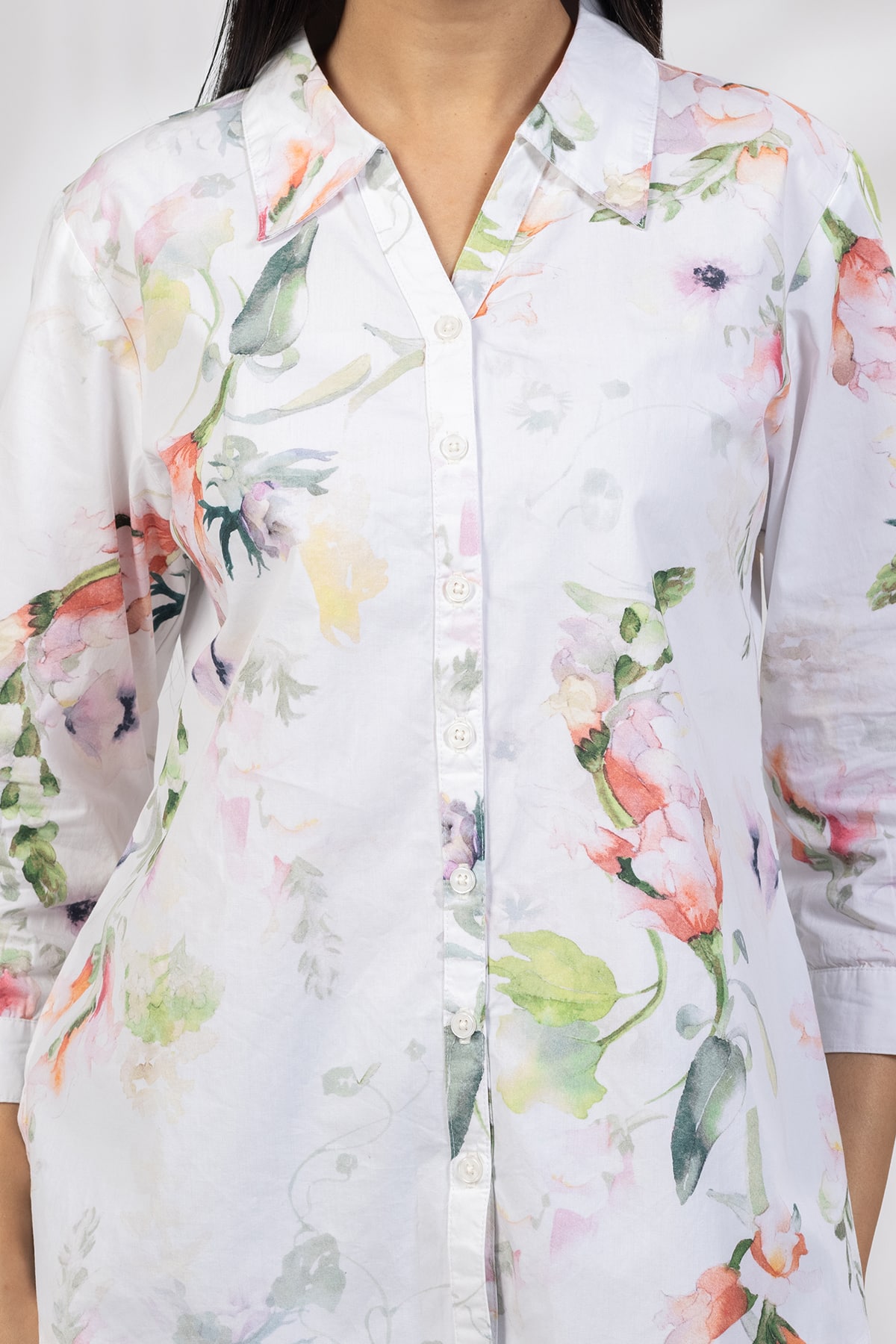 White Printed Shirt Ladies
