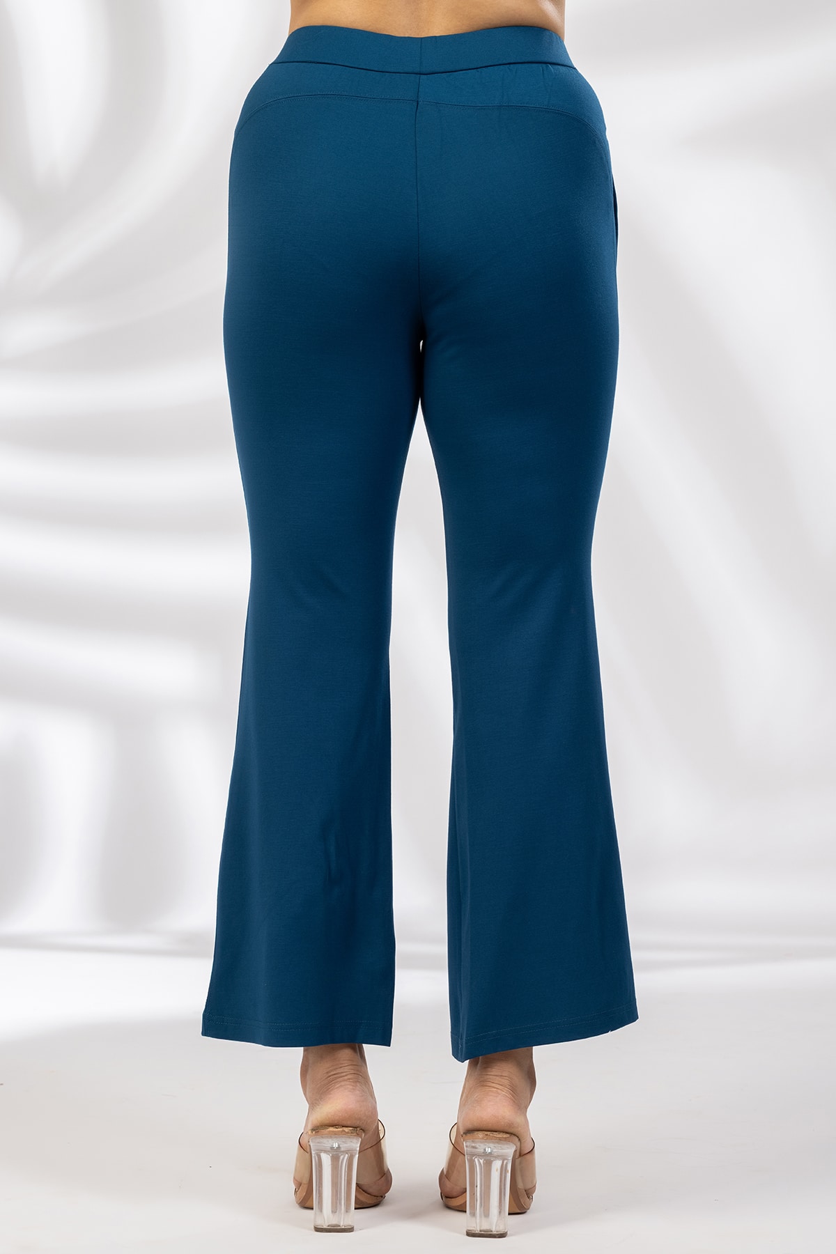 Solid Blue Flared Pants Ladies