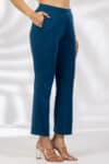 Solid Blue Flared Pants Ladies