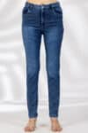 Solid Blue Slim Fit Jeans Women
