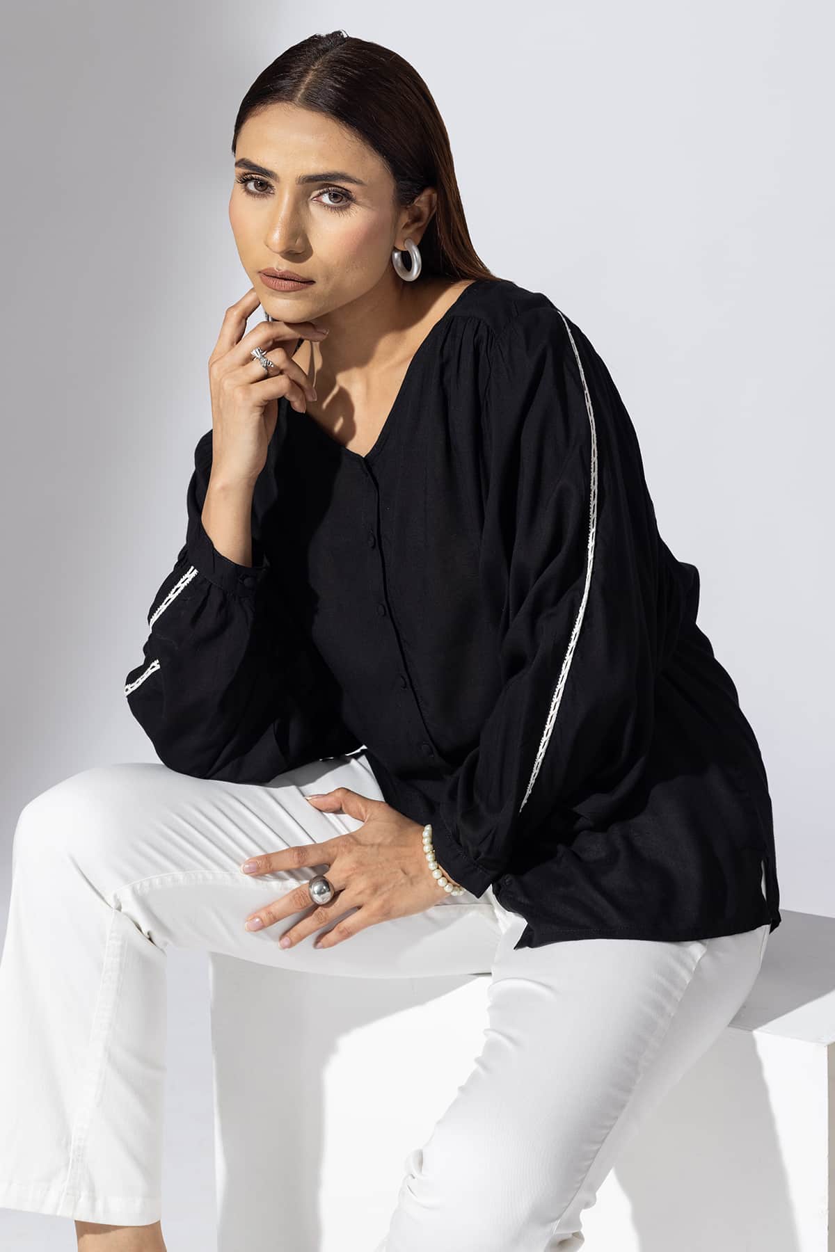 Black Full Sleeve Tops For Women