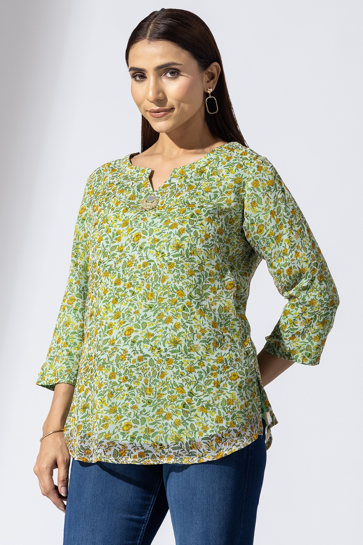 Printed Green Top Women
