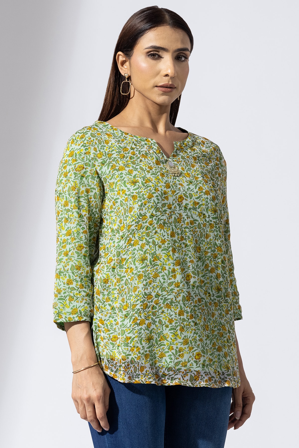 Printed Green Top Women