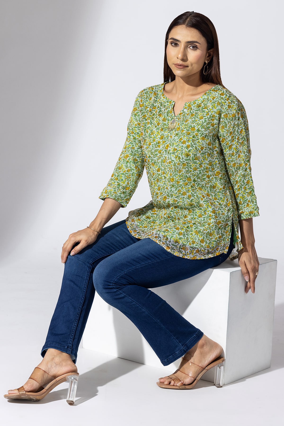 Printed Green Top Women