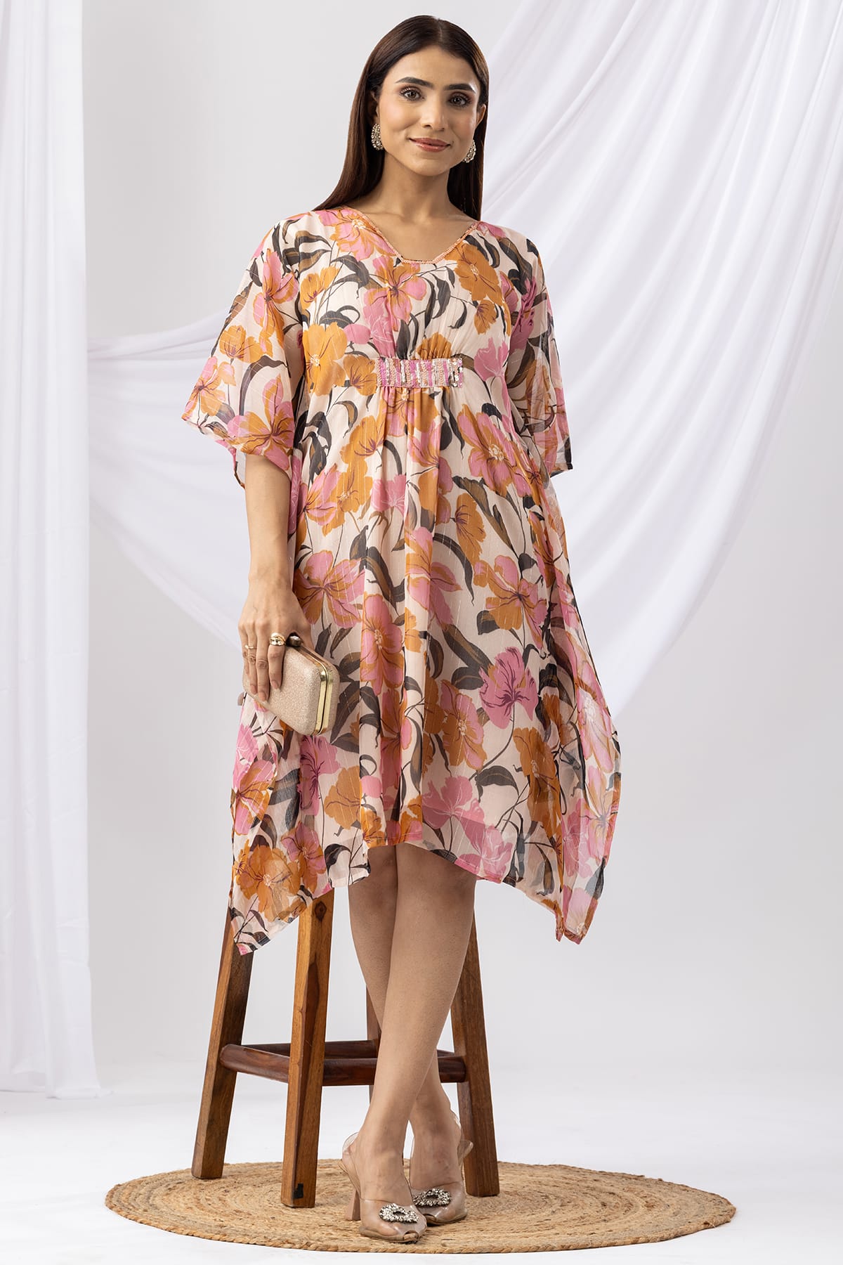 Pink Printed Kaftan Women