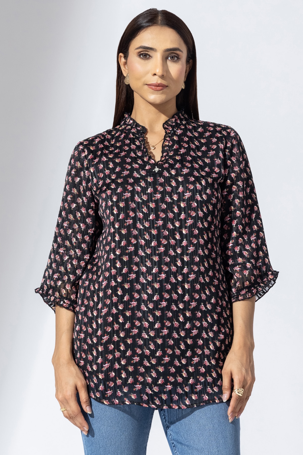Hand Work Black Tops For Women