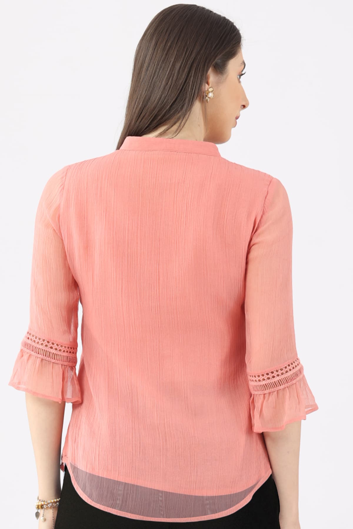 Peach Solid Tops For Women