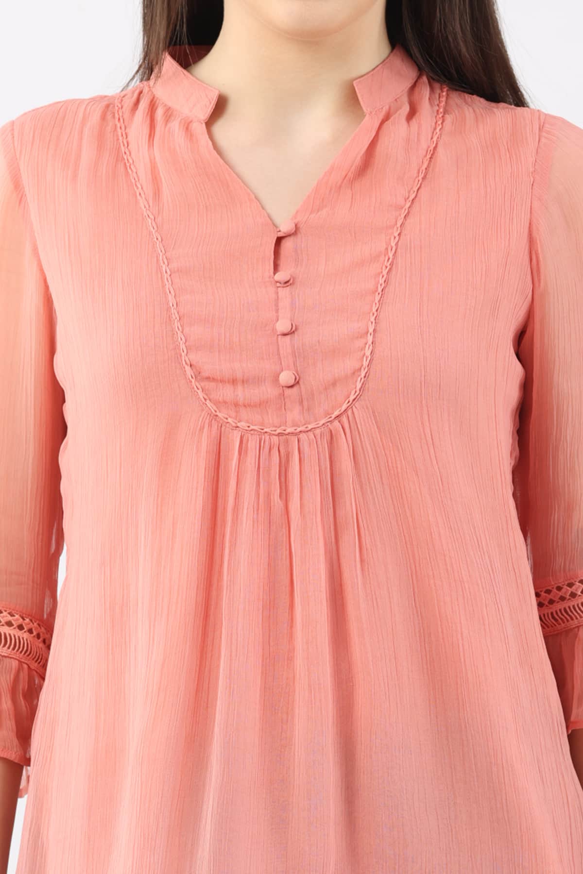 Peach Solid Tops For Women