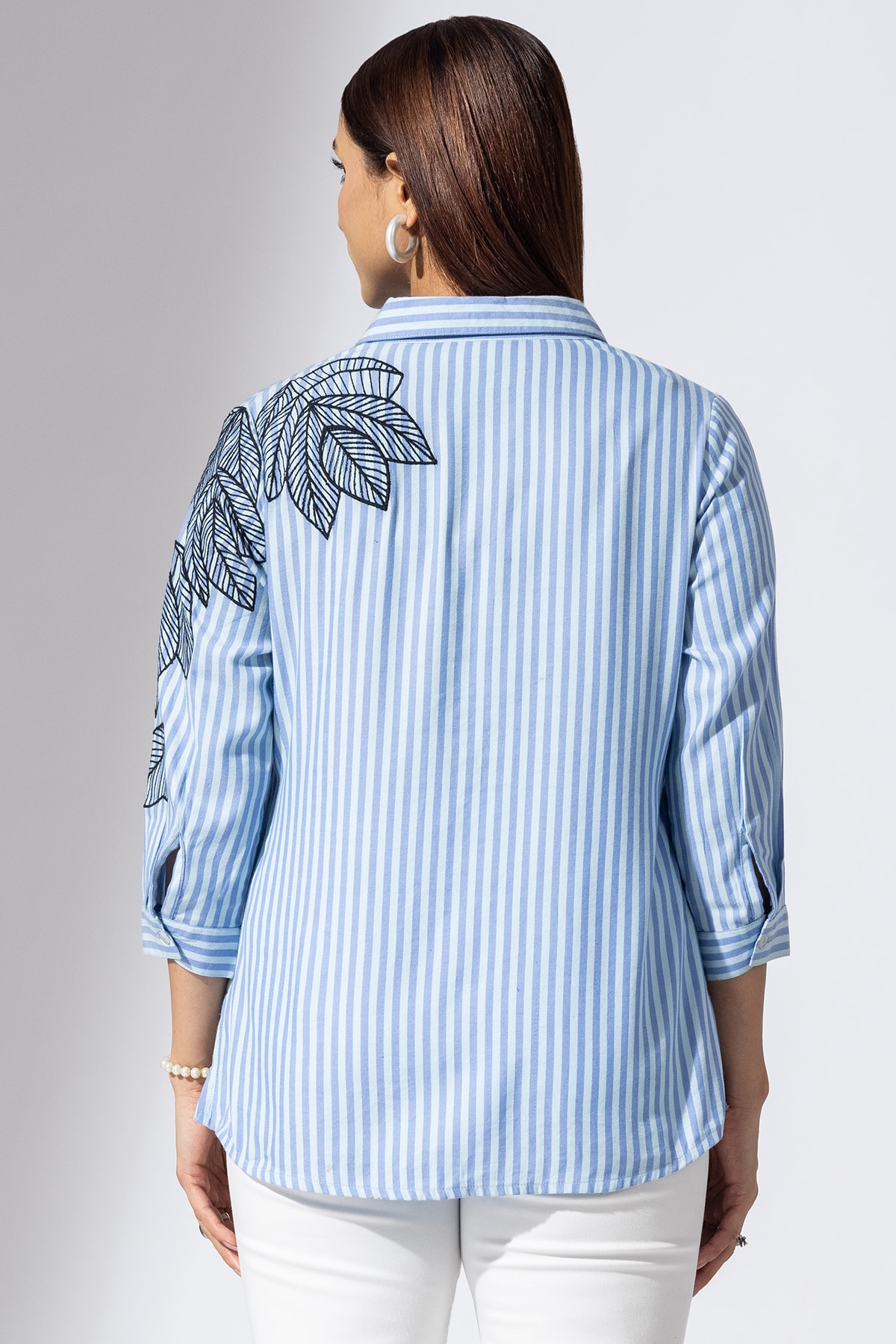 Embroidered Blue Shirts Ladies