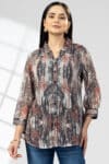 Red And Black Printed Shirt Women