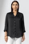 Solid Black Shirt Satin For Woman
