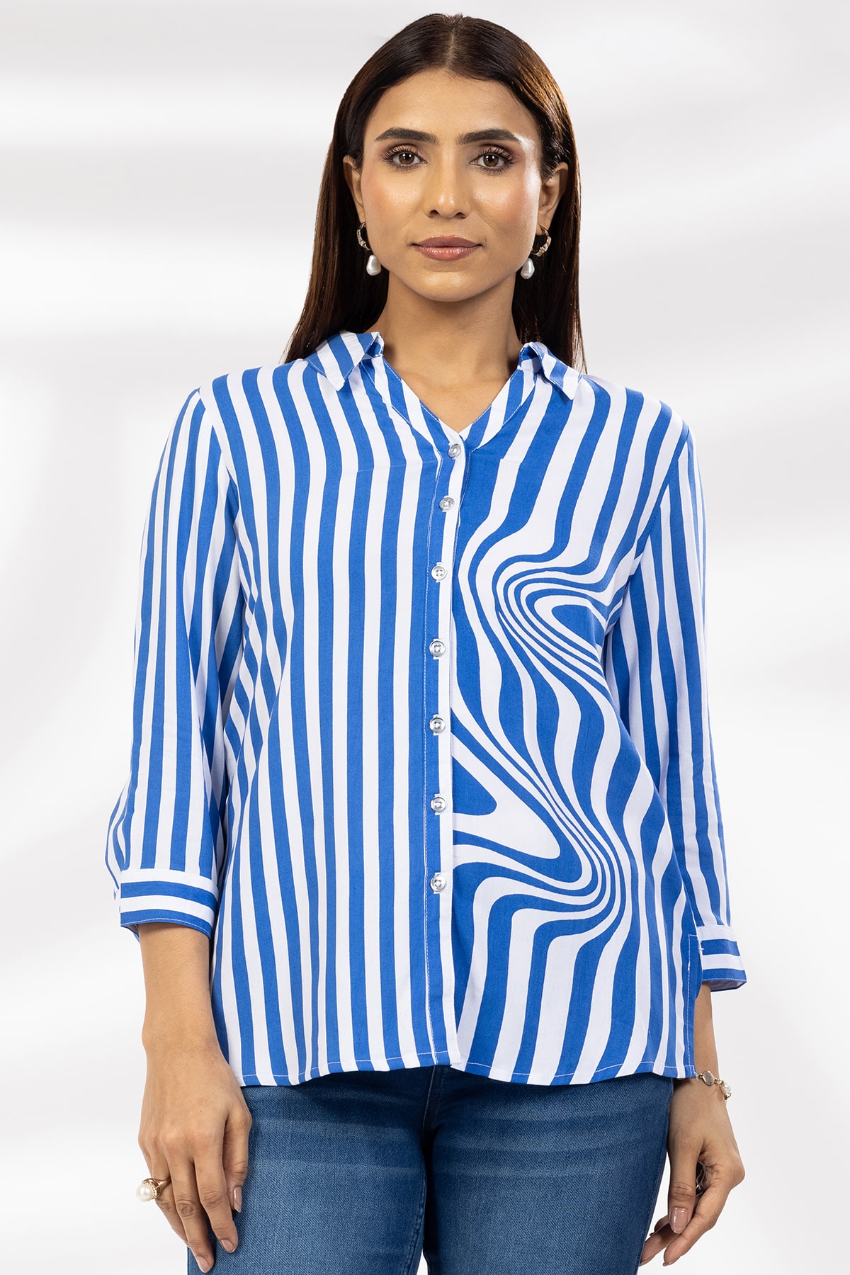 Blue Stripe Shirt Ladies