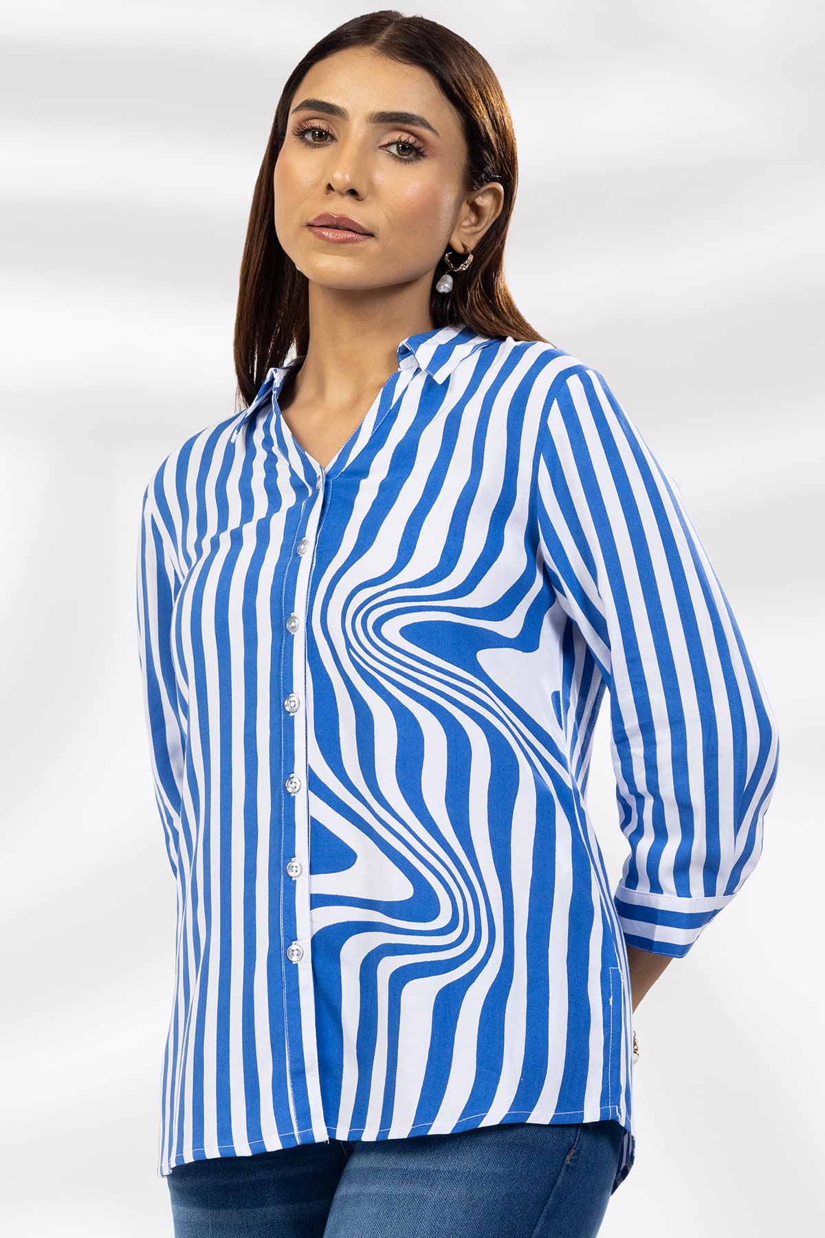 Blue Stripe Shirt Ladies