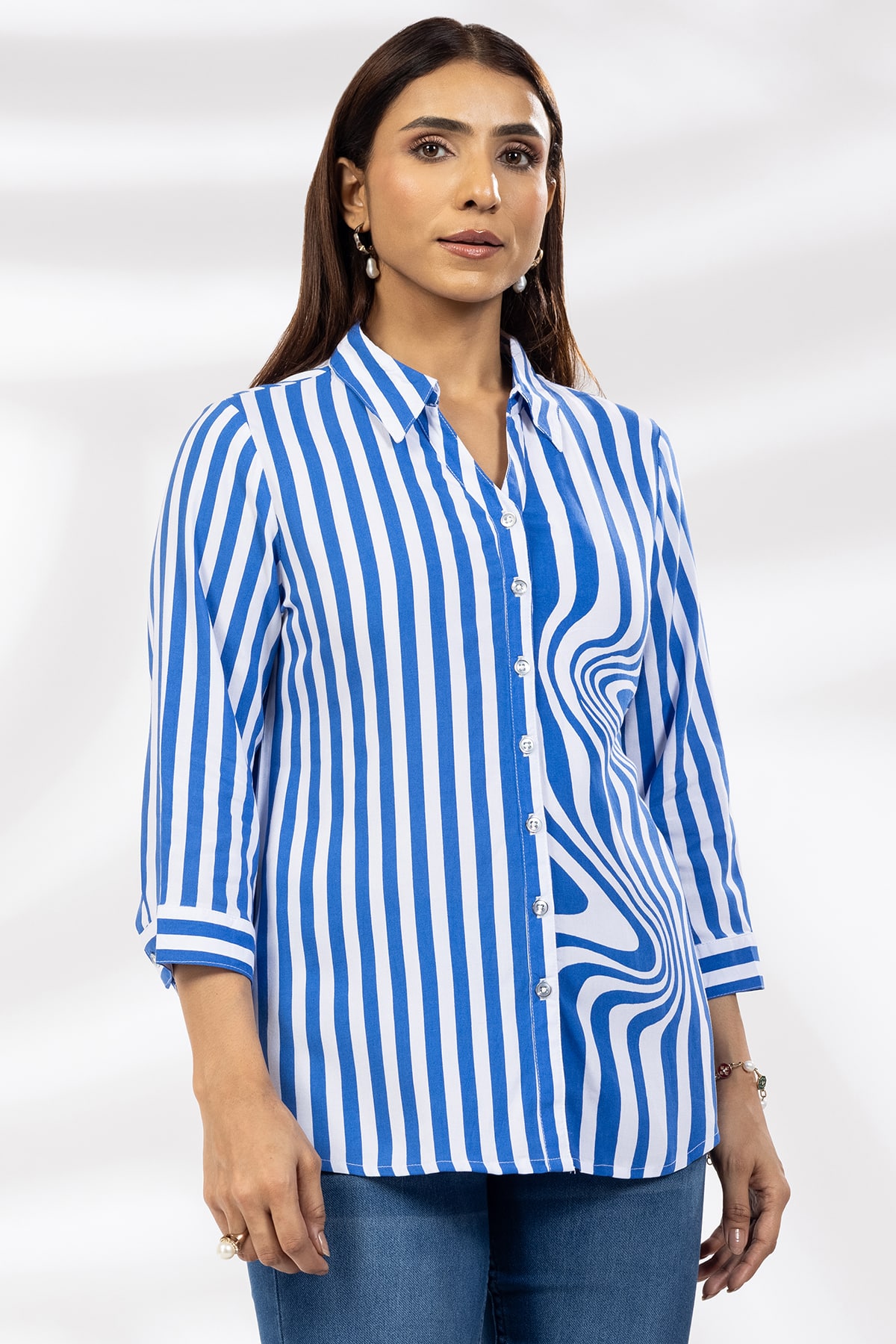 Blue Stripe Shirt Ladies