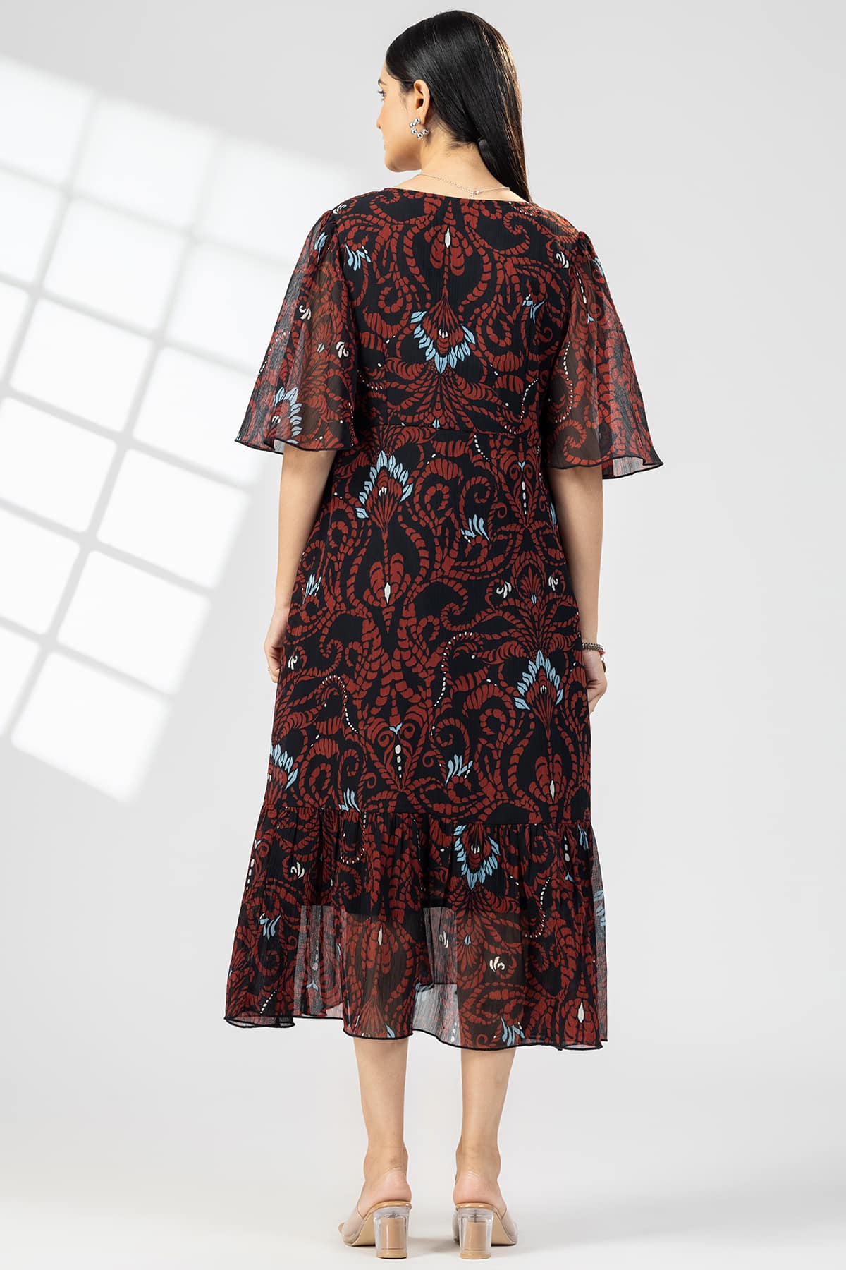 Embroidered Brown Dress Women