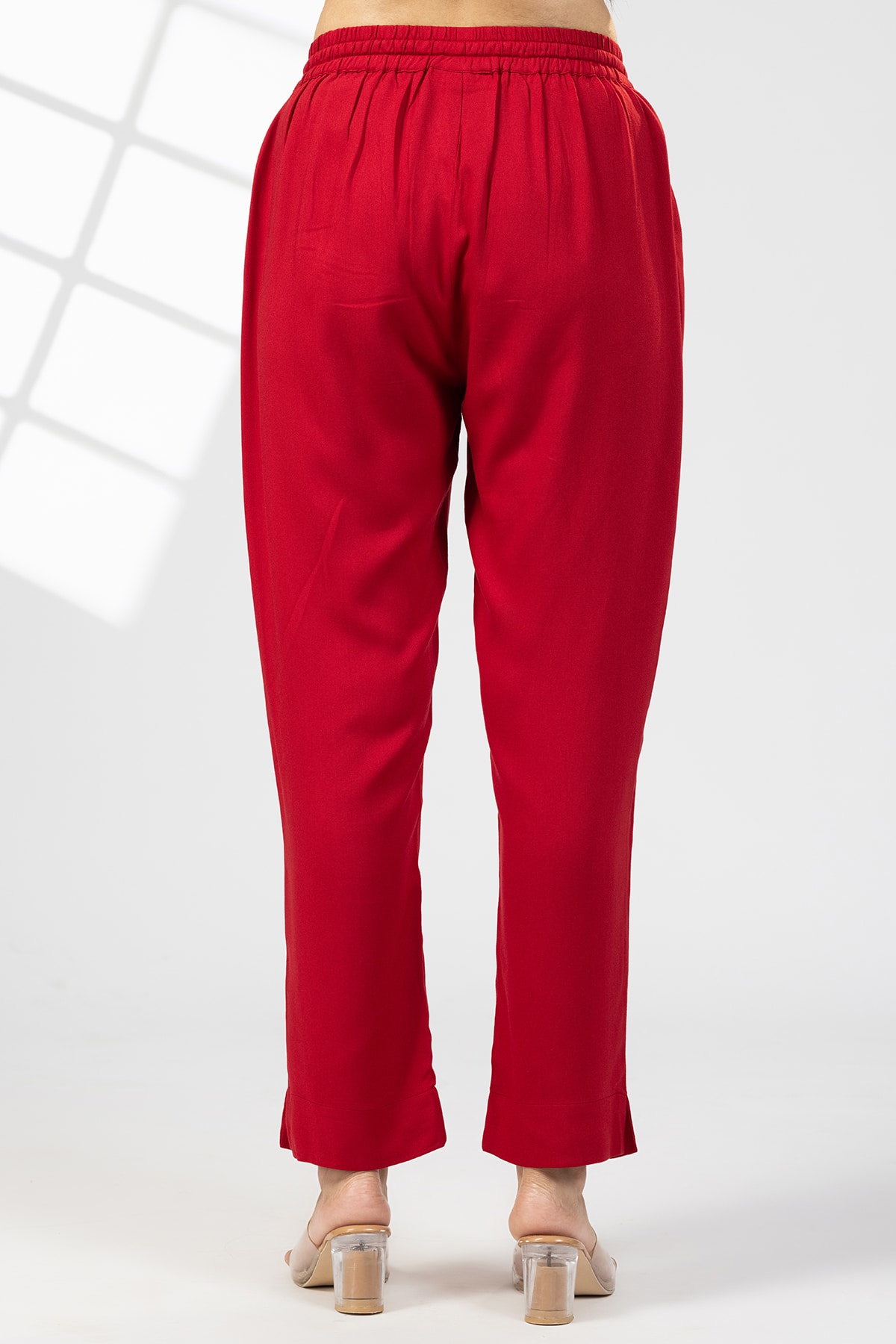 Red Solid Palazzo Women Pants