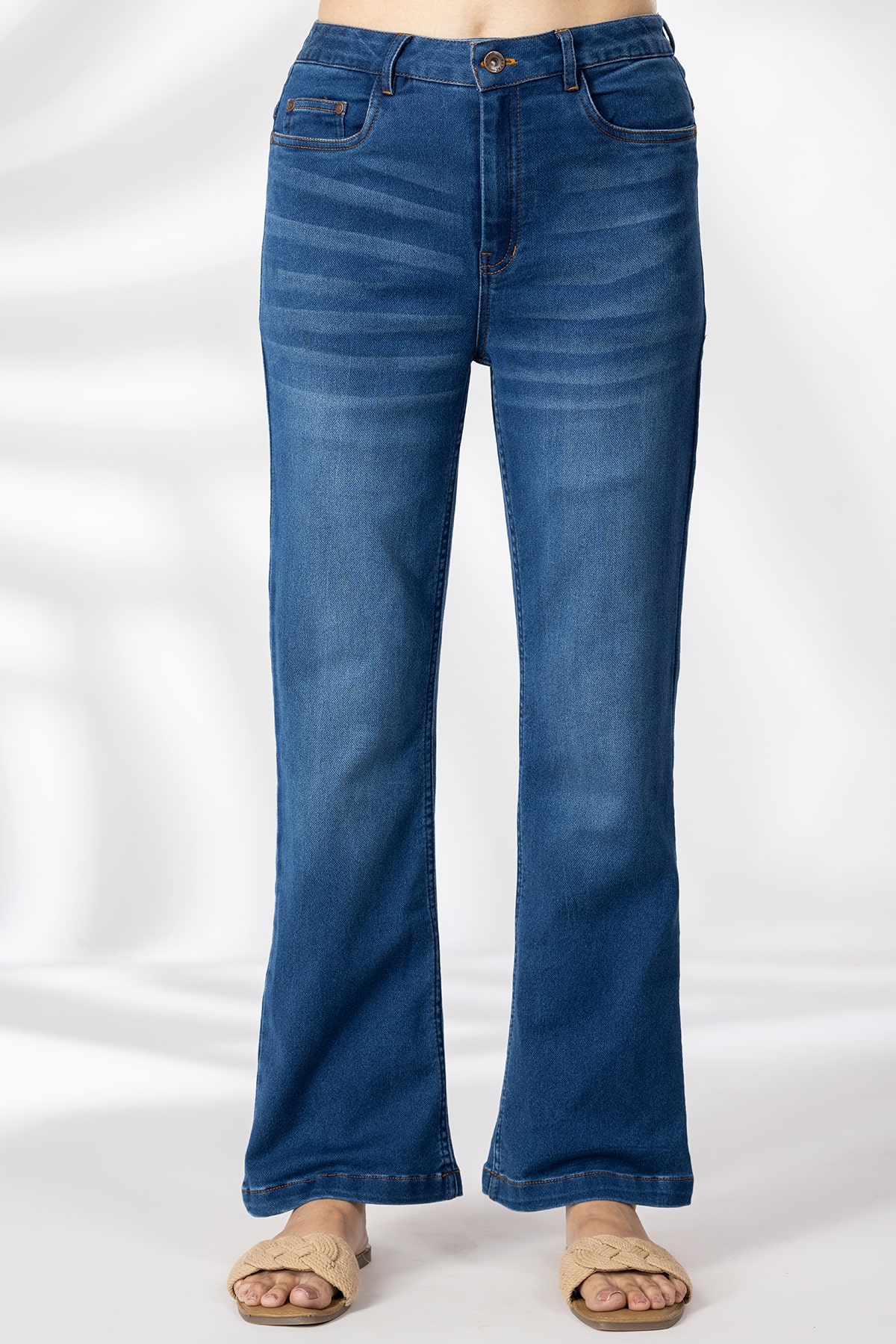 Solid Blue Denim Jeans For Women