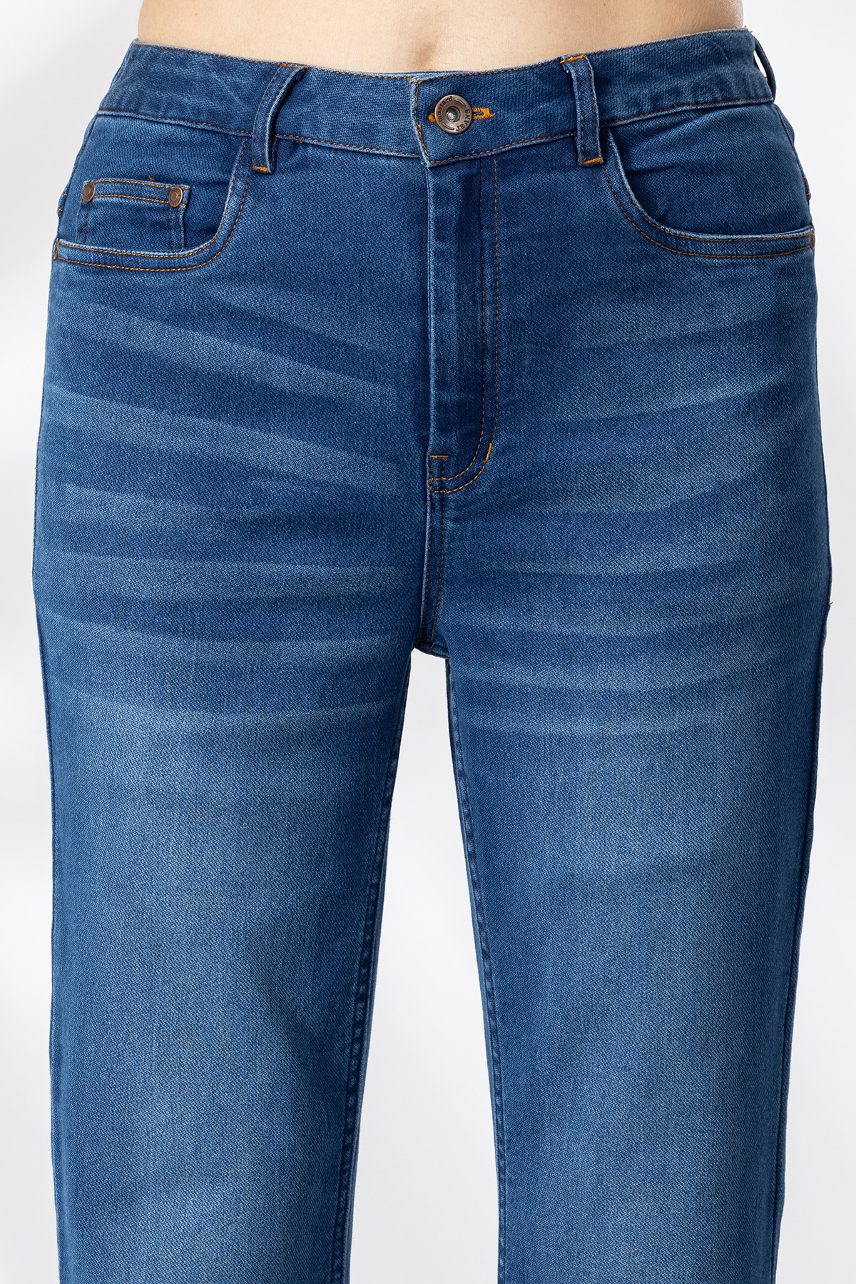 Solid Blue Denim Jeans For Women