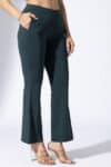 Forest Green Solid Pants Ladies