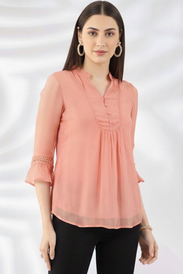 Peach Solid Tops For Women