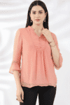 Peach Solid Tops For Women