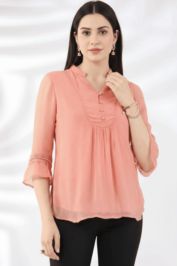 Peach Solid Tops For Women