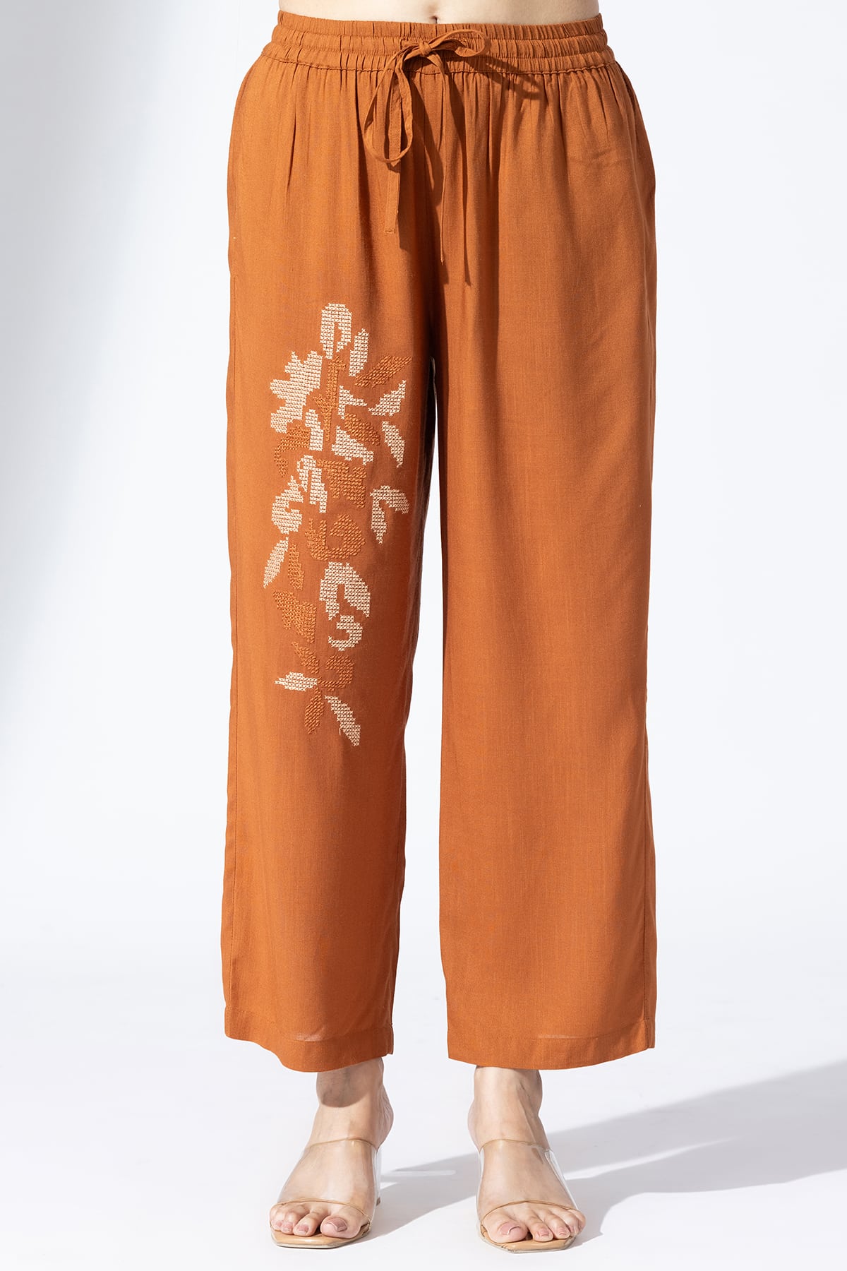Co Ord Orange Palazzo Pants Ladies