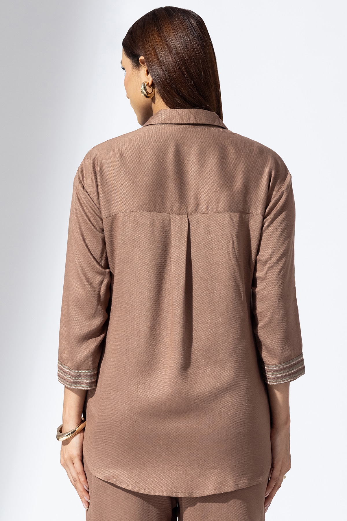 Co Ord Brown Shirt Women