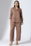 Co Ord Brown Shirt Women