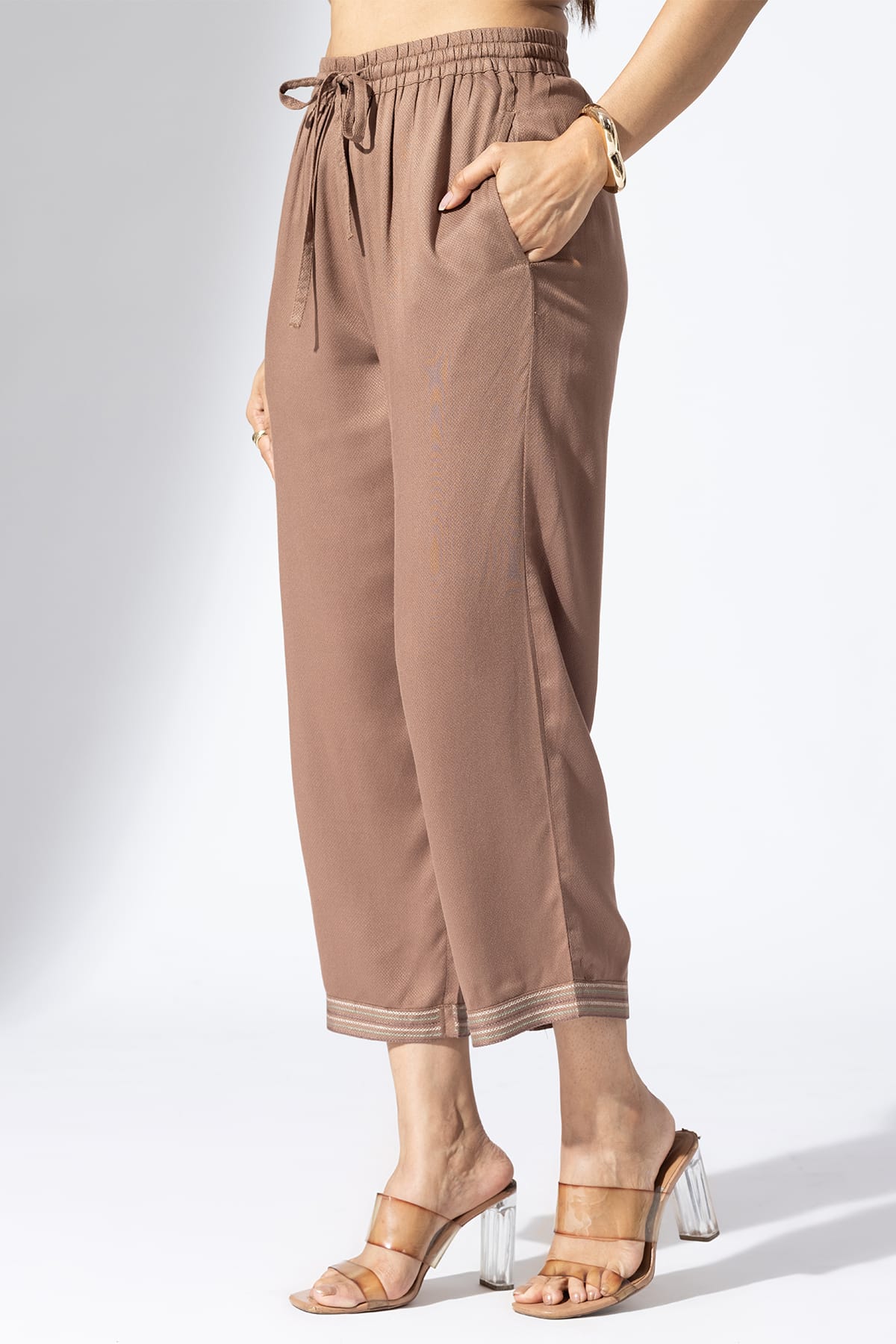 Co Ord Brown Palazzo Pants Women's