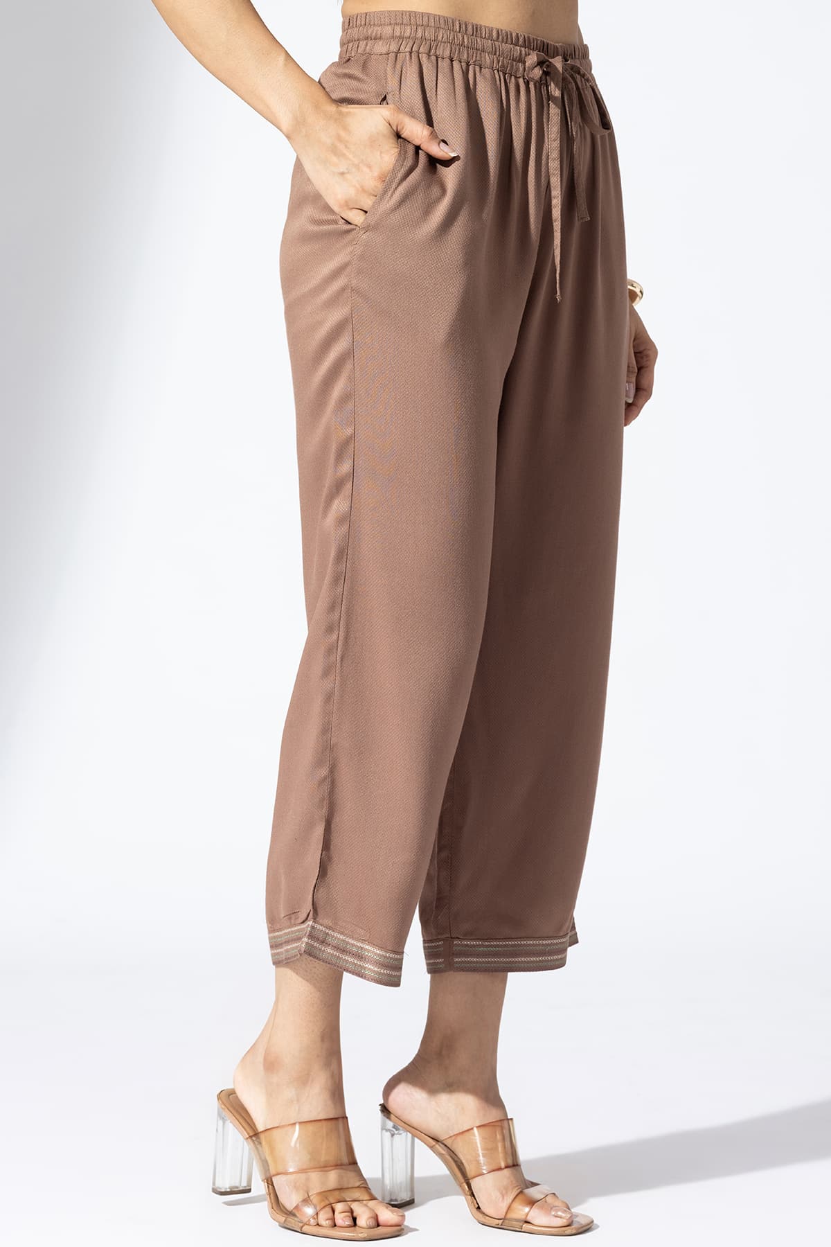 Co Ord Brown Palazzo Pants Women's