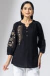 Embroidered Black Tops Ladies