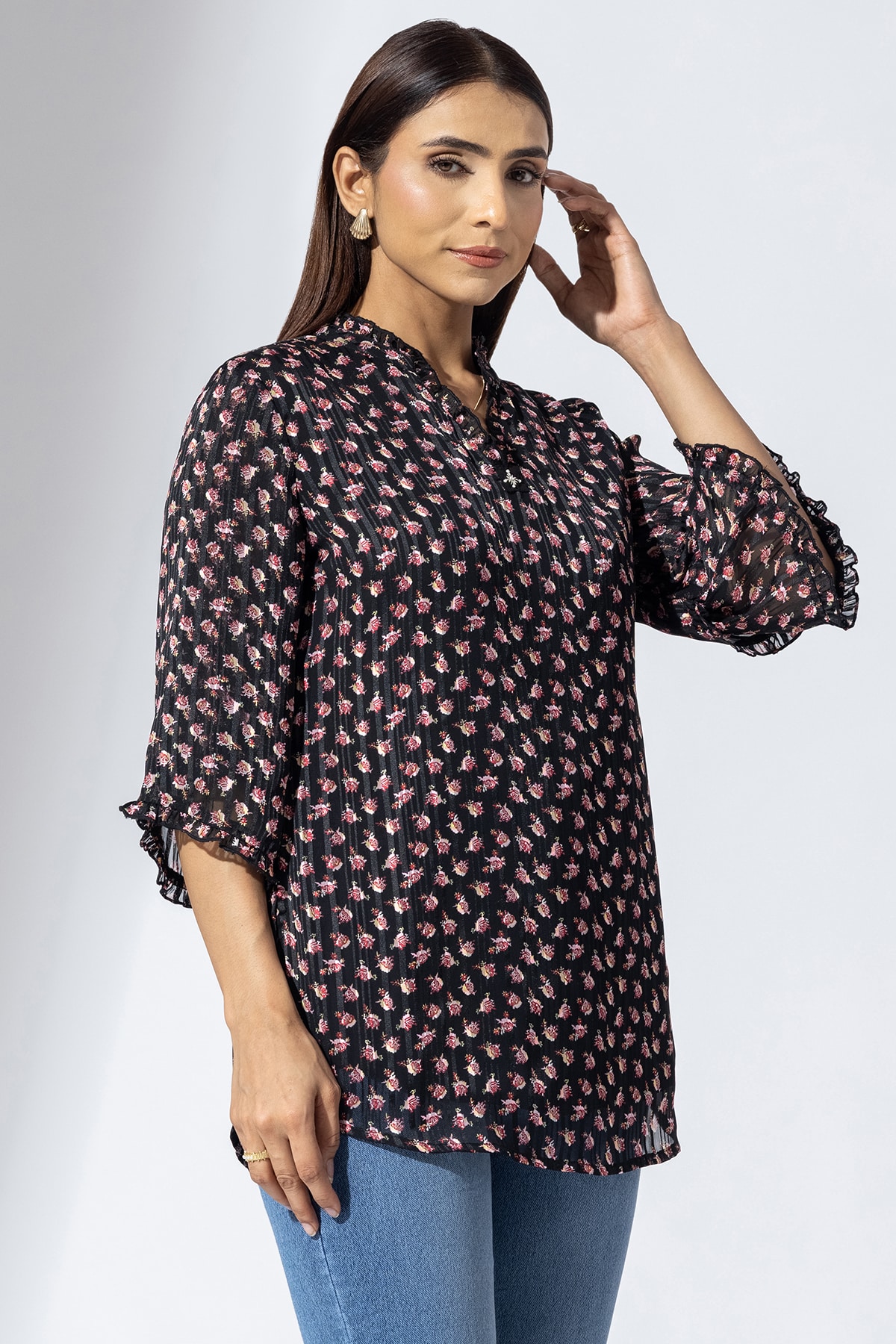 Hand Work Black Tops For Women