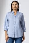 Embroidered Blue Shirt Women