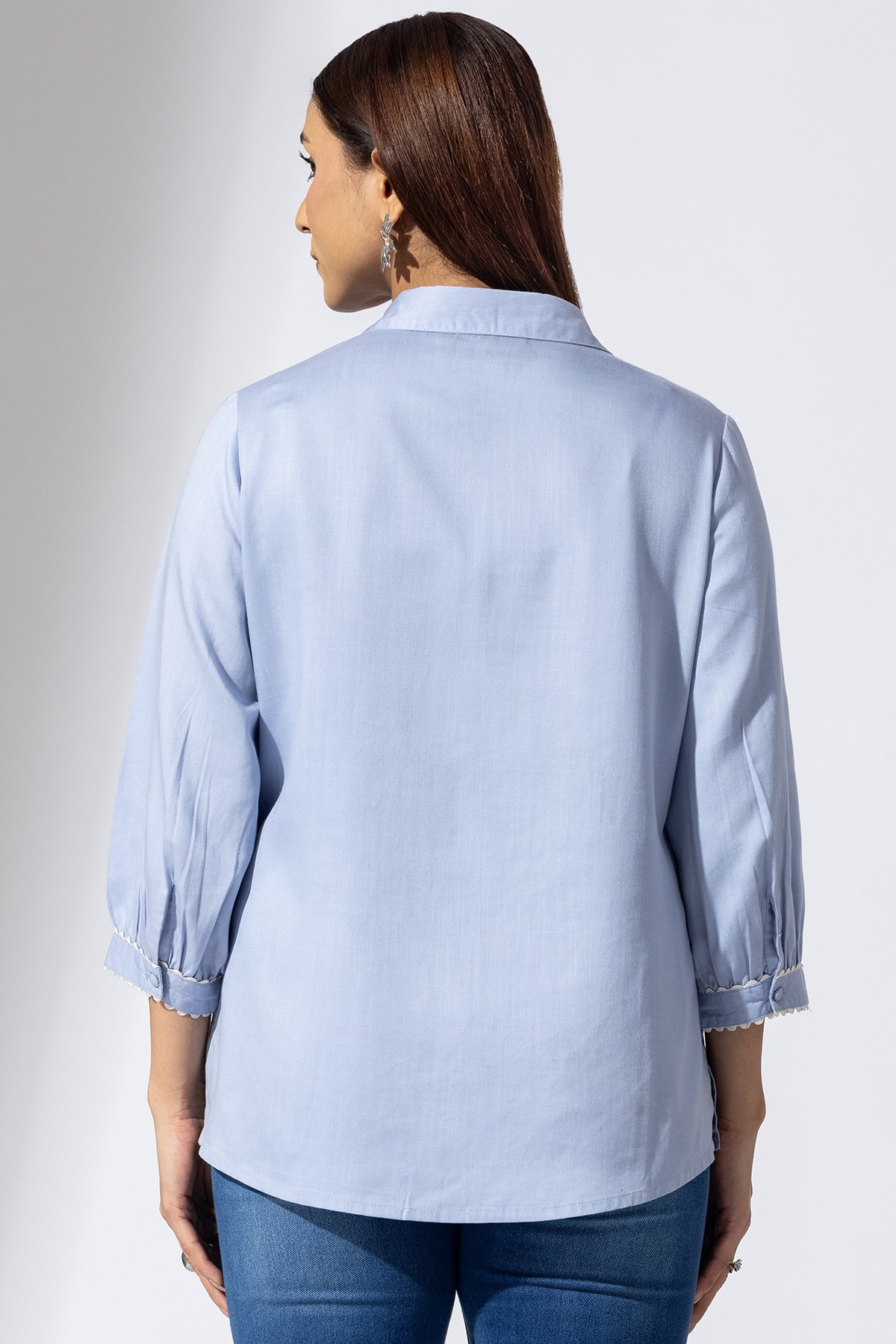 Embroidered Blue Shirt Women