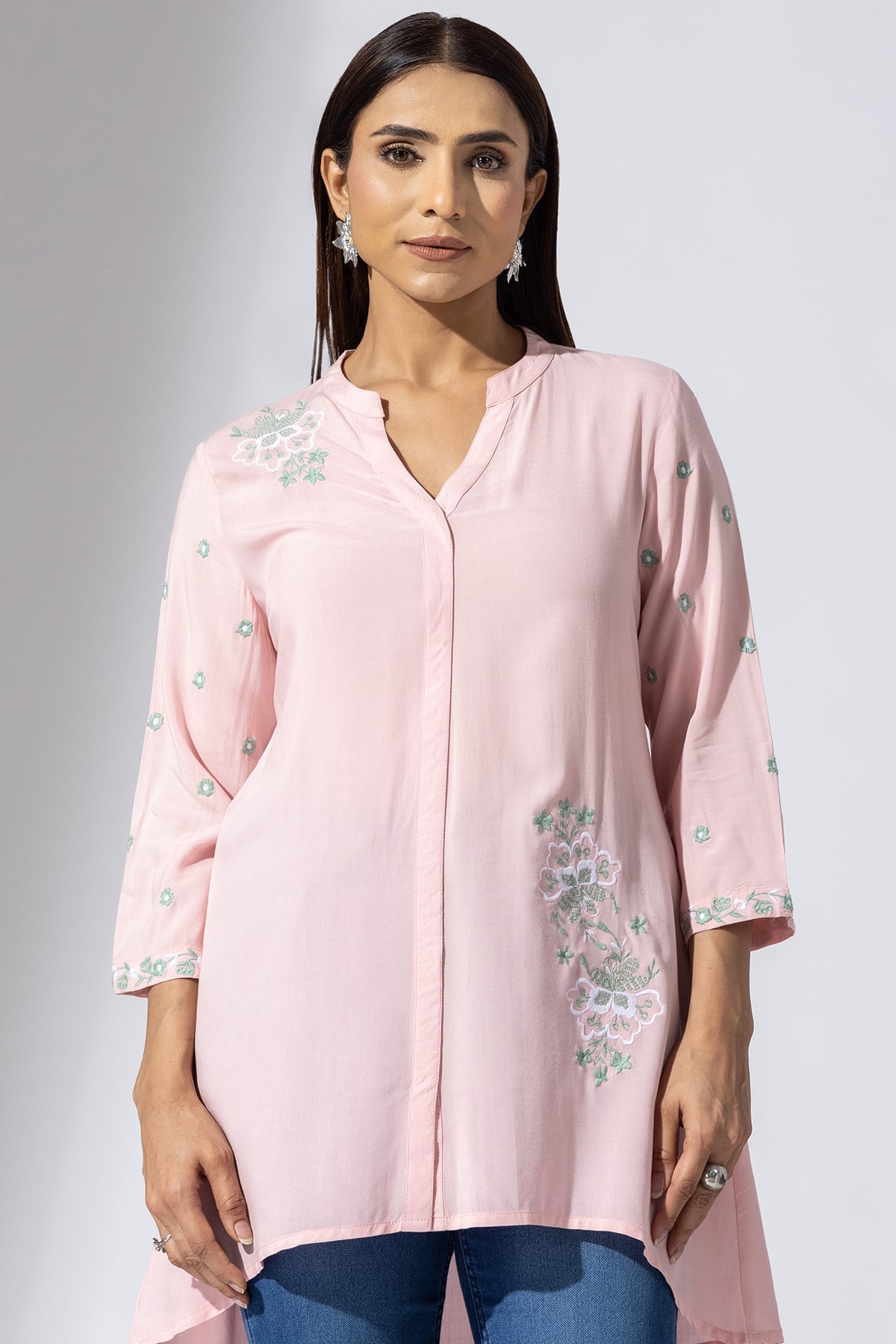 Embroidered Pink Tunic Women's
