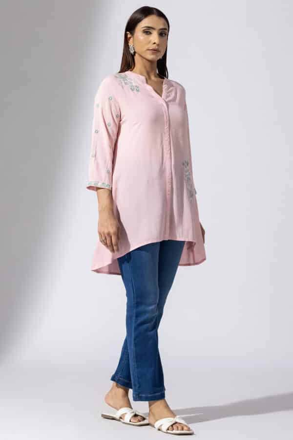 Embroidered Pink Tunic Women's