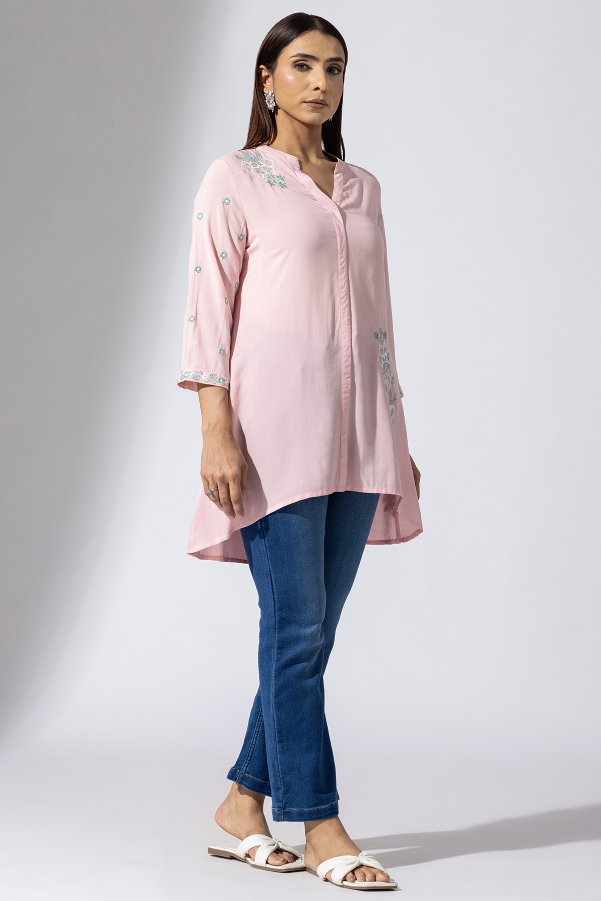 Embroidered Pink Tunic Women's