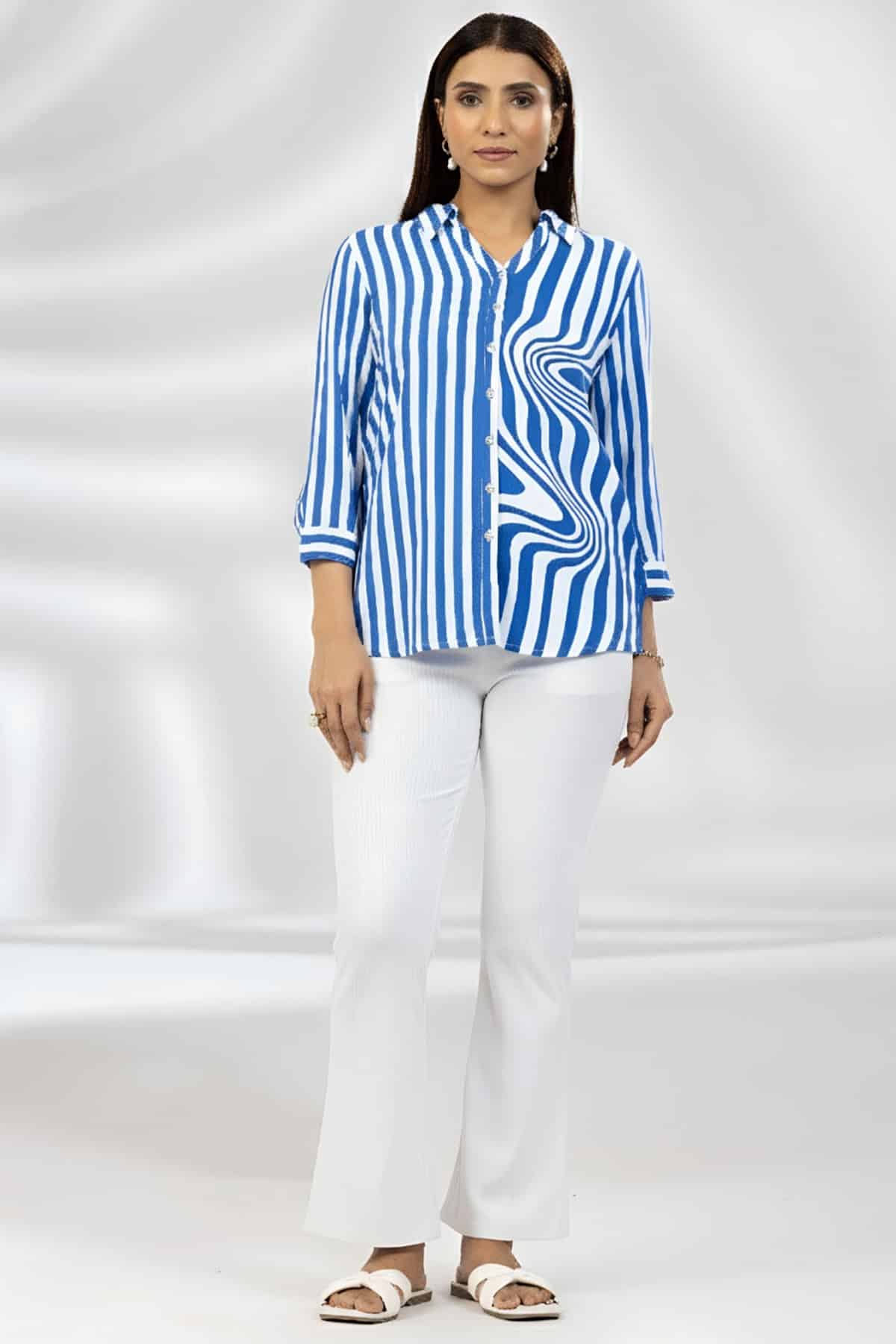 White Tencel Roma Spandex Pant - Image 2