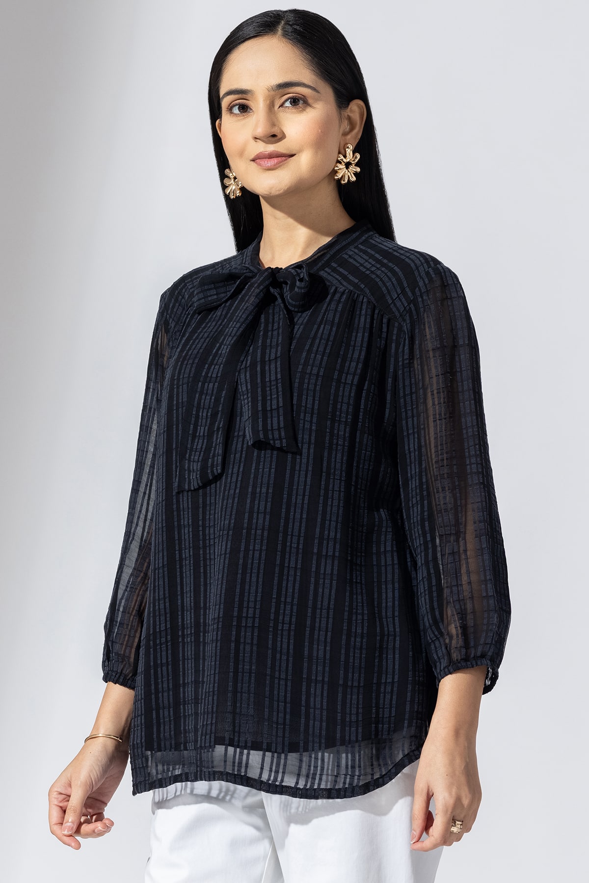 Black Striped Top Ladies