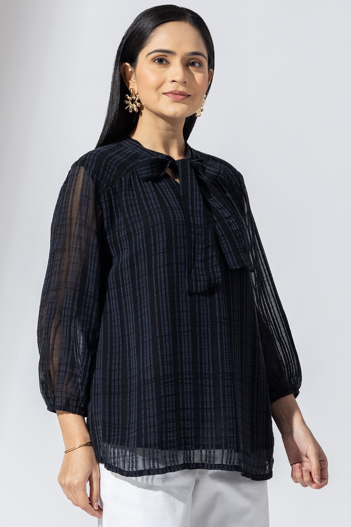Black Striped Top Ladies