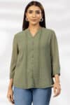 Dobby Olive Green Tops Ladies
